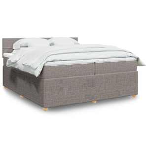 Box spring postelja z vzmetnico taupe 200x200 cm blago