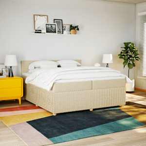 Box spring postel s matrací krémová 200x200 cm textil - obrázek 4