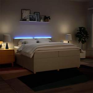 Box spring postel s matrací krémová 200x200 cm textil - obrázek 5