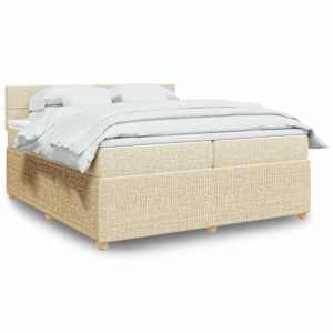Box spring postelja z vzmetnico krem 200x200 cm blago