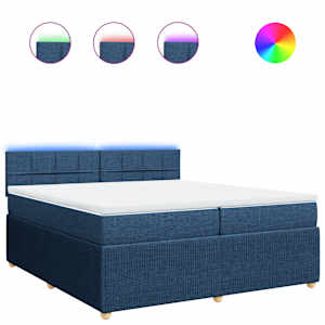 Box spring postel s matrací modrá 200x200 cm textil - obrázek 2