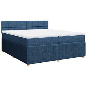 Box spring postel s matrací modrá 200x200 cm textil - obrázek 3