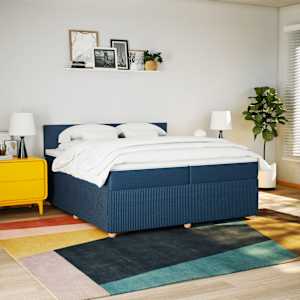 Box spring postel s matrací modrá 200x200 cm textil - obrázek 4