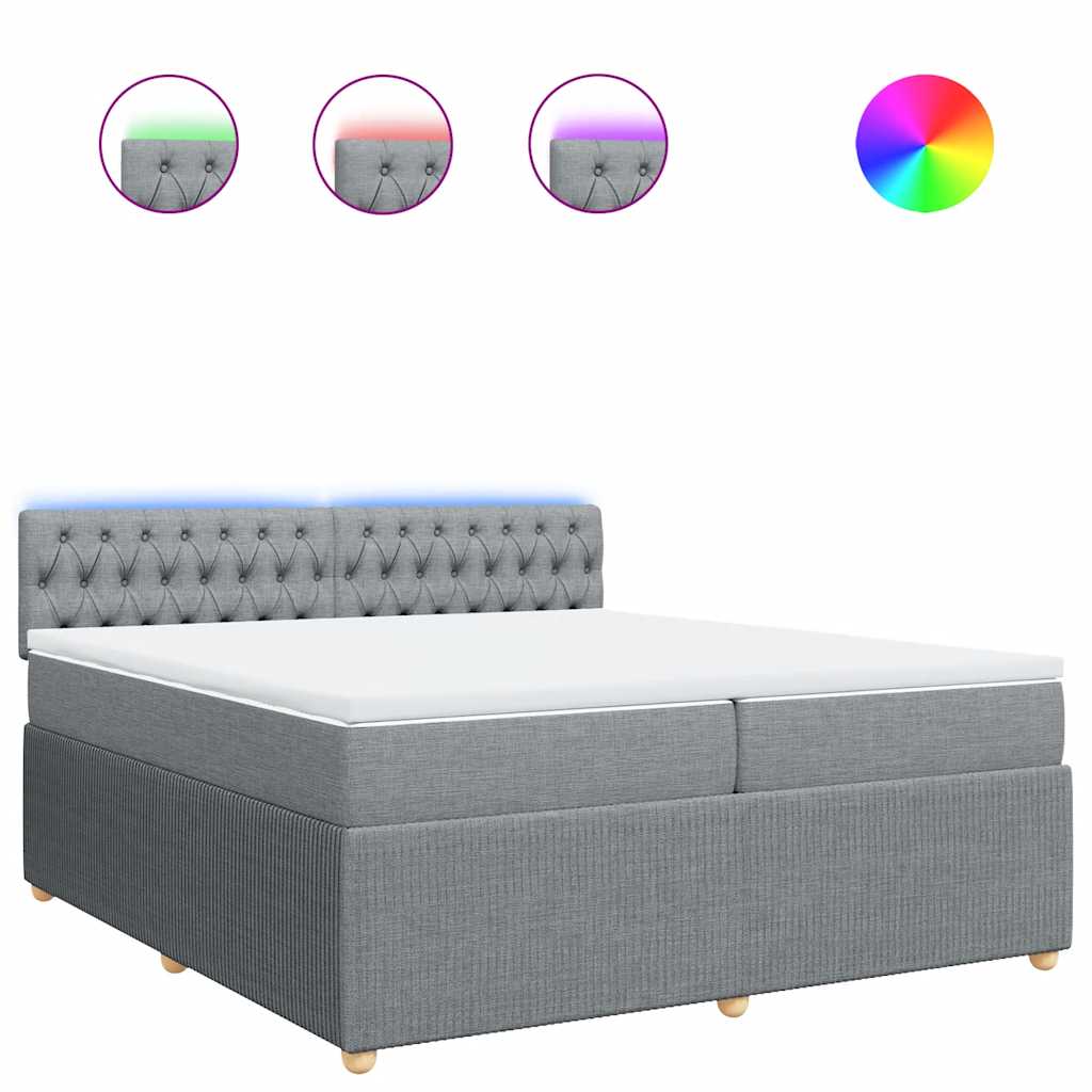 vidaXL Box spring postel s matrací světle šedá 200 x 200 cm textil