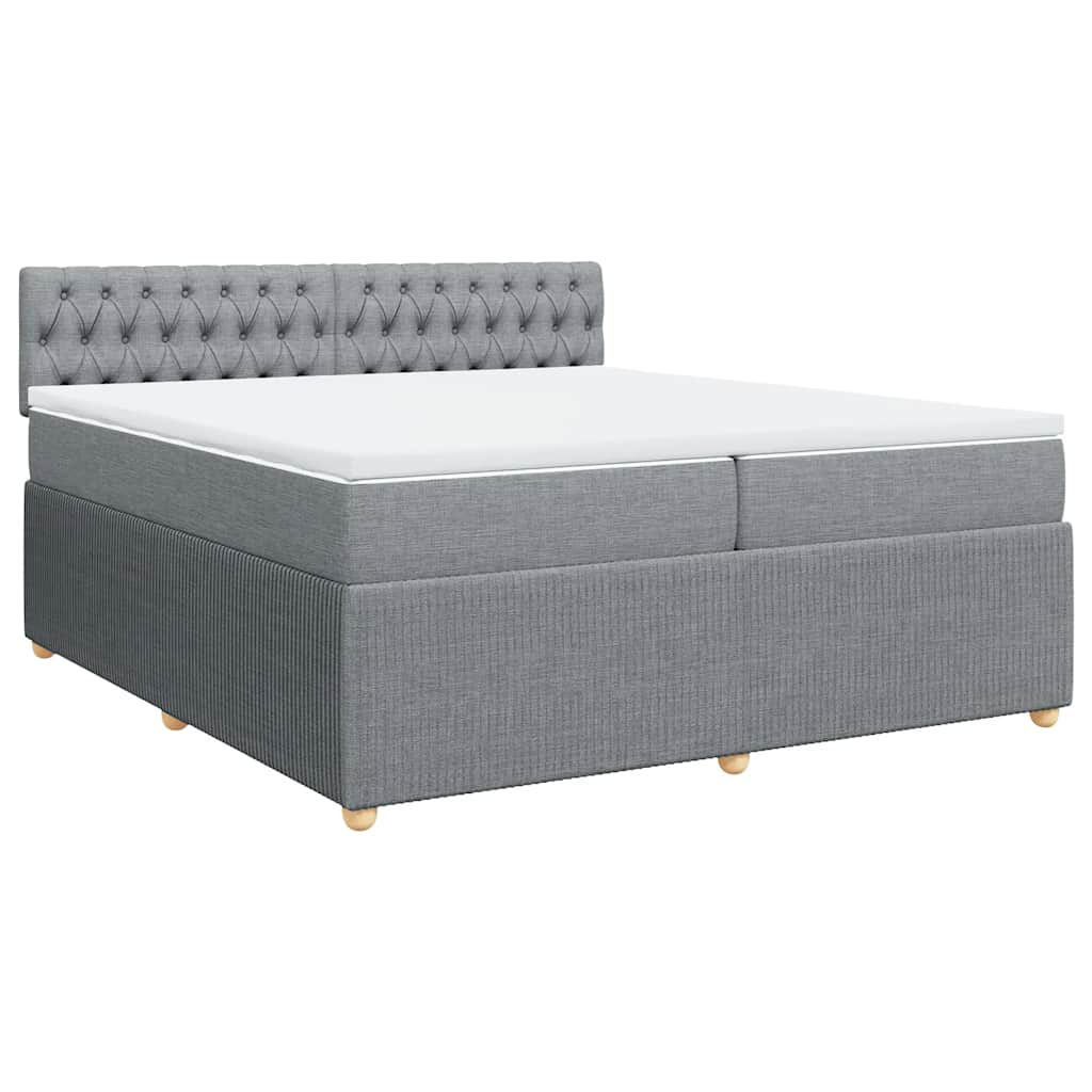 vidaXL Boxspring met matras stof lichtgrijs 200x200 cm afbeelding