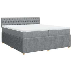 Box spring postel s matrací světle šedá 200 x 200 cm textil - obrázek 3