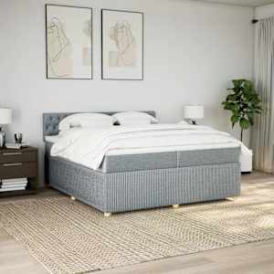 Box spring postel s matrací světle šedá 200 x 200 cm textil - obrázek 4