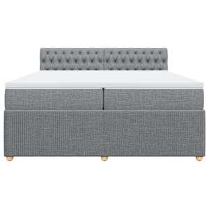Box spring postel s matrací světle šedá 200 x 200 cm textil - obrázek 6