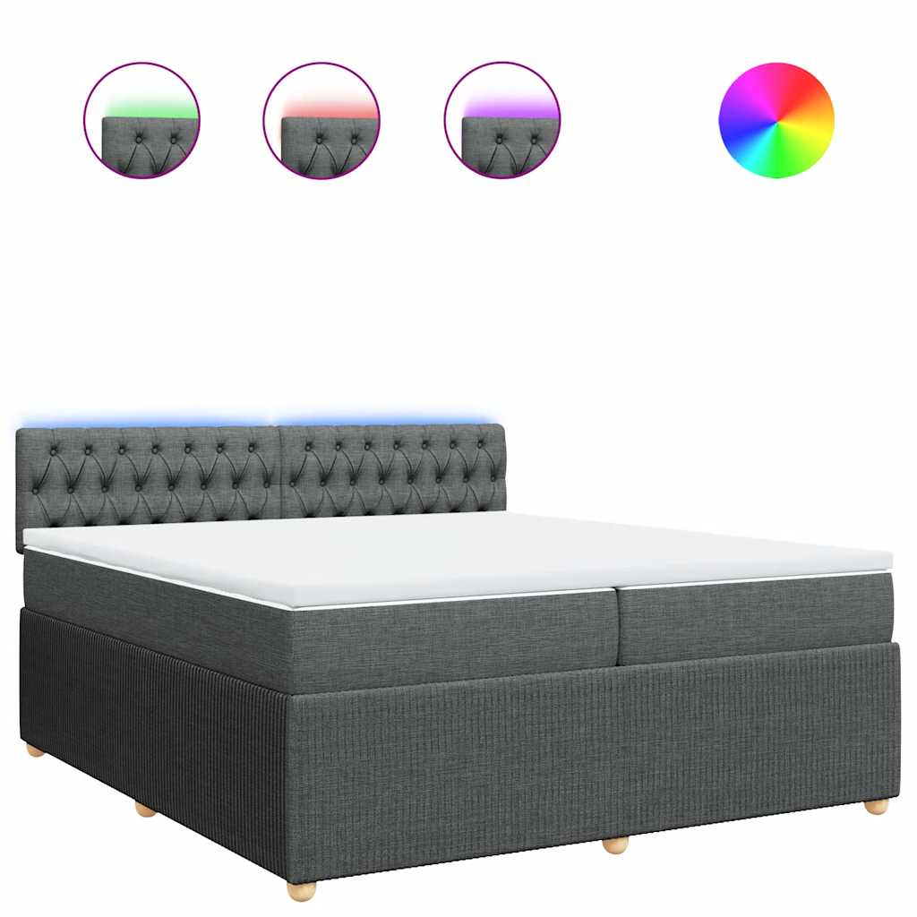 vidaXL Box spring postel s matrací tmavě šedá 200x200 cm textil