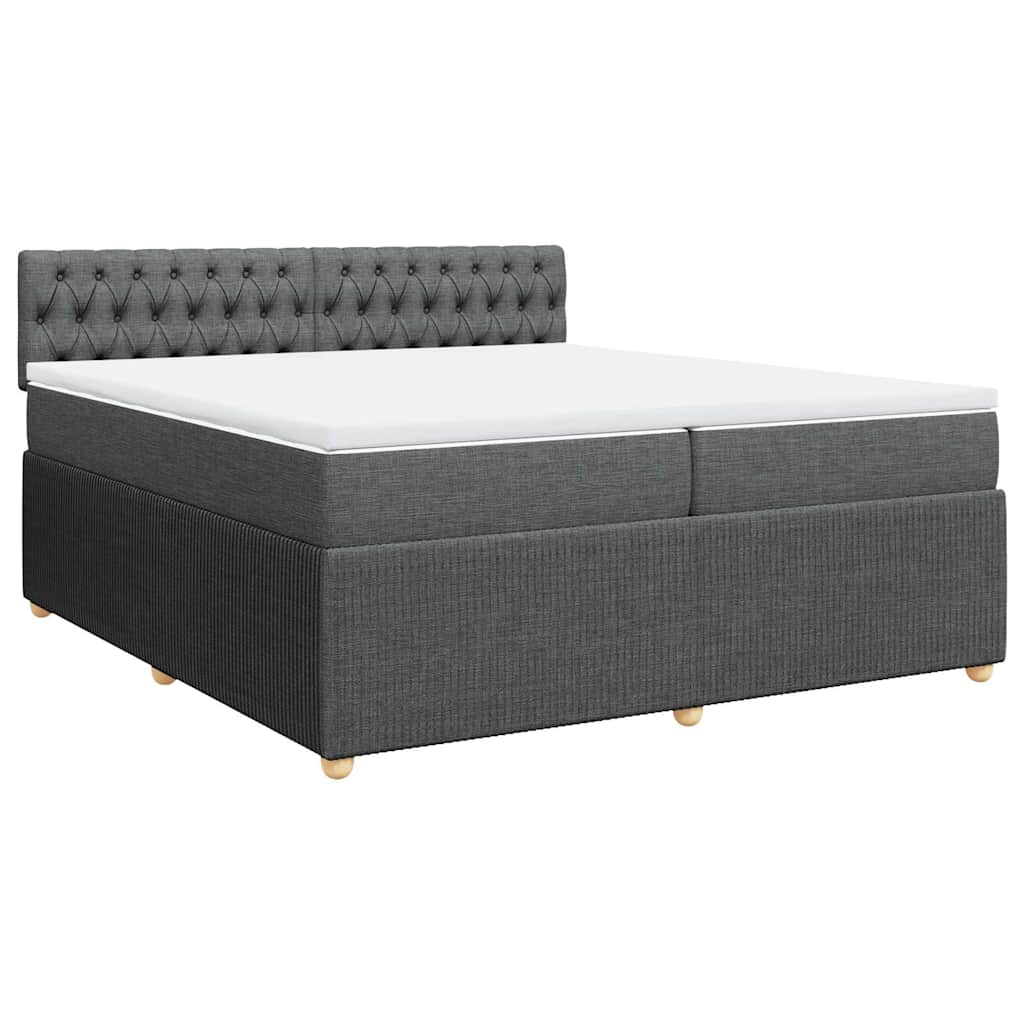 vidaXL Boxspring met matras stof donkergrijs 200x200 cm afbeelding