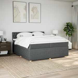 Box spring postel s matrací tmavě šedá 200x200 cm textil - obrázek 4