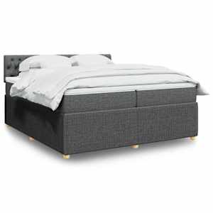 Box spring postel s matrací tmavě šedá 200x200 cm textil - obrázek 1