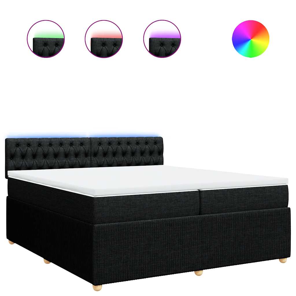 vidaXL Box spring postel s matrací černá 200x200 cm textil