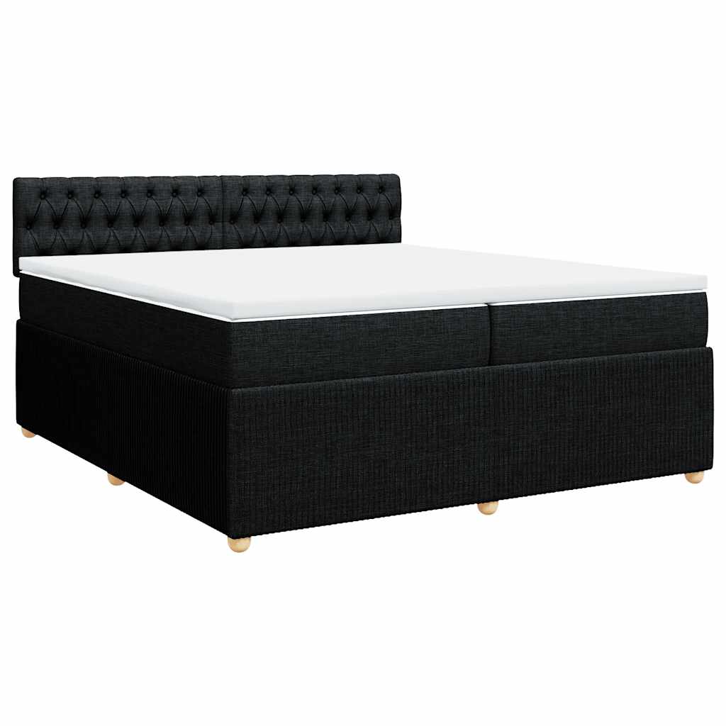 vidaXL Boxspring met matras stof zwart 200x200 cm afbeelding