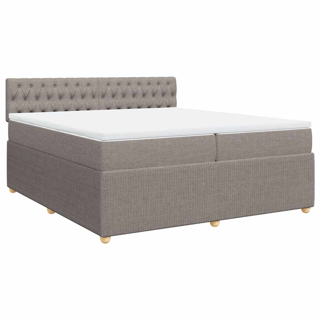 vidaXL Boxspring met matras stof taupe 200x200 cm afbeelding