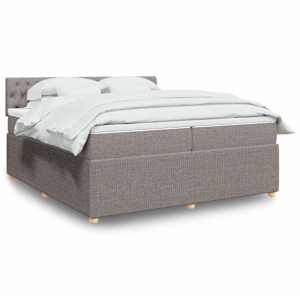 Box spring postelja z vzmetnico taupe 200x200 cm blago