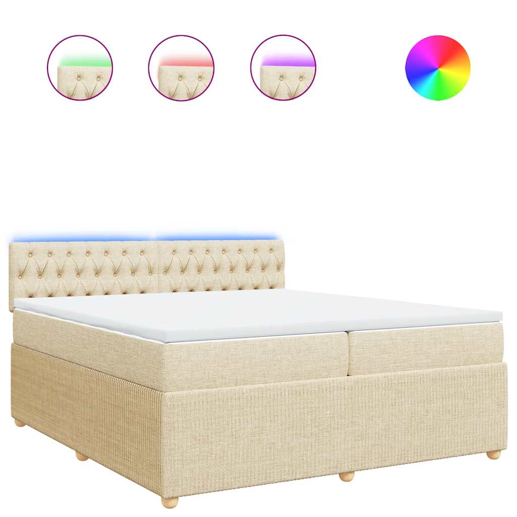 vidaXL Box spring postel s matrací krémová 200x200 cm textil