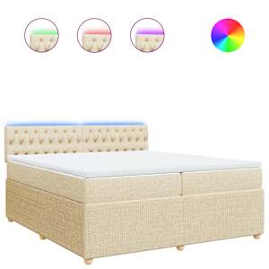 Box spring postel s matrací krémová 200x200 cm textil - obrázek 2