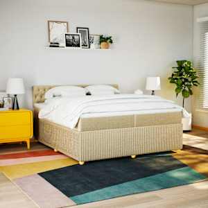 Box spring postel s matrací krémová 200x200 cm textil - obrázek 4