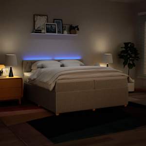 Box spring postel s matrací krémová 200x200 cm textil - obrázek 5