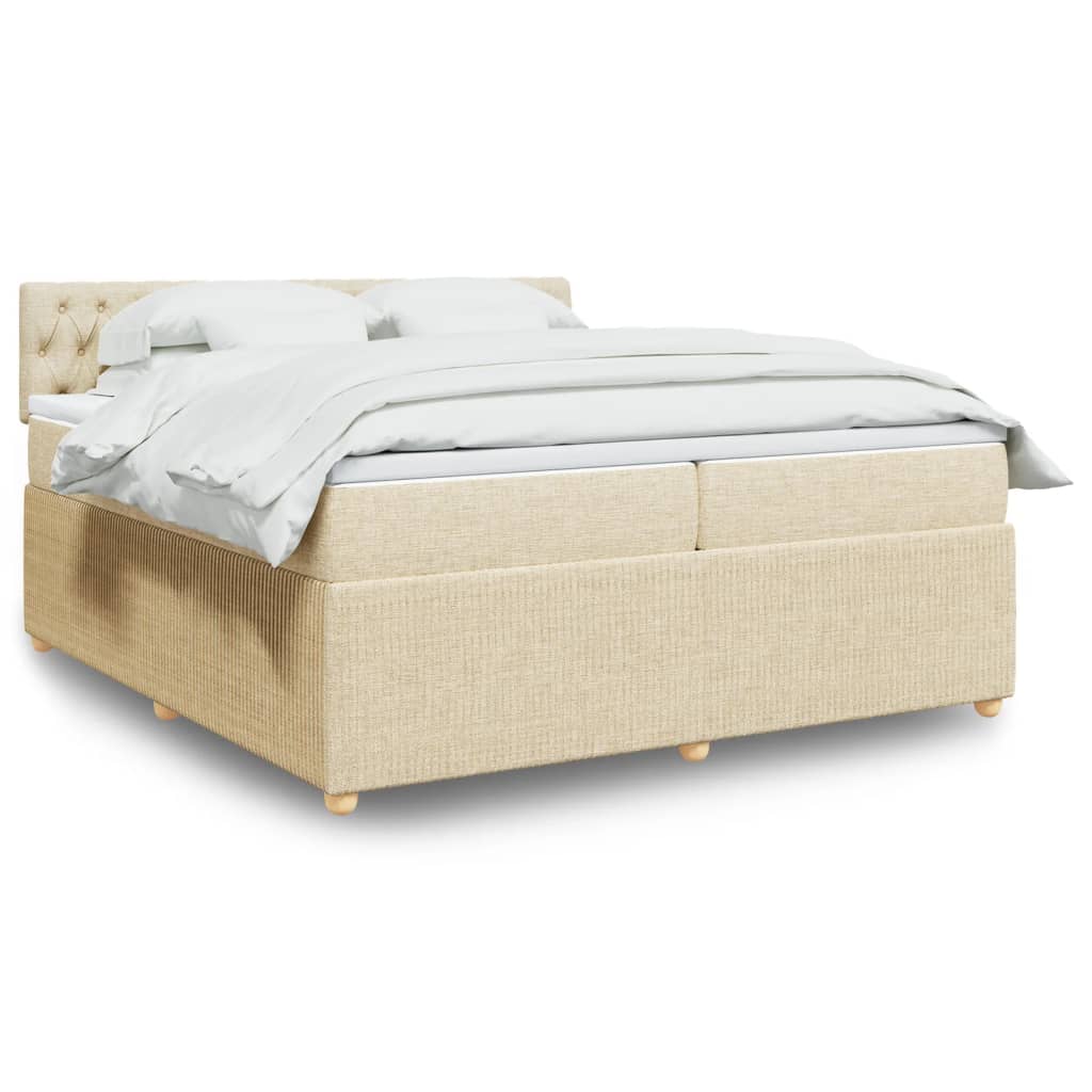 Boxspringbett mit Matratze Creme 200×200 cm Stoff