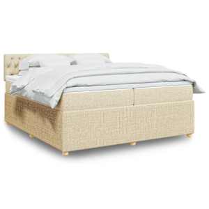 Box spring postelja z vzmetnico krem 200x200 cm blago