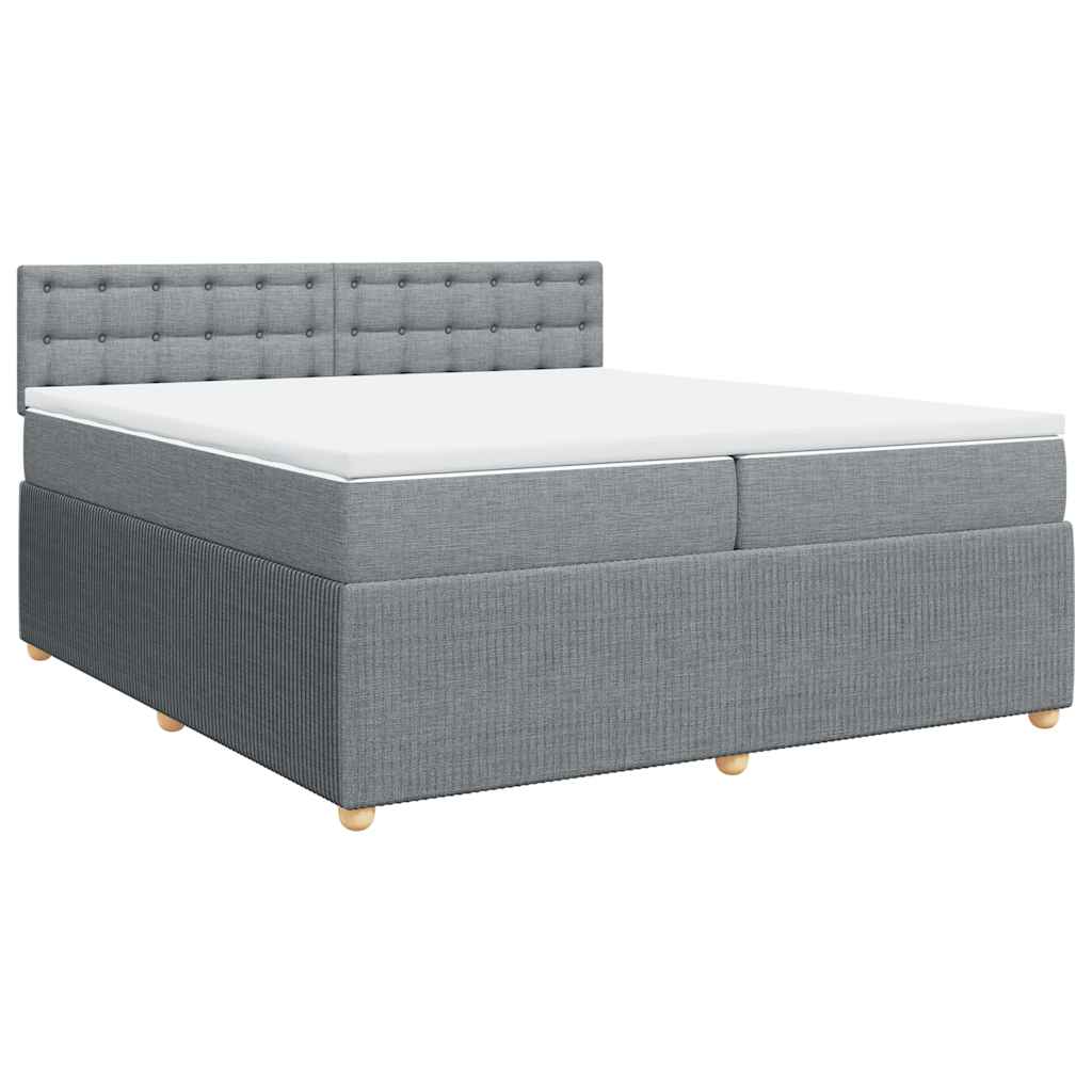 vidaXL Boxspring met matras stof lichtgrijs 200x200 cm afbeelding