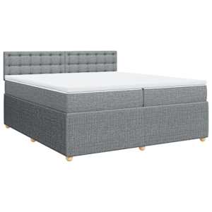 Box spring postel s matrací světle šedá 200 x 200 cm textil - obrázek 3