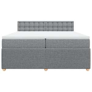 Box spring postel s matrací světle šedá 200 x 200 cm textil - obrázek 6