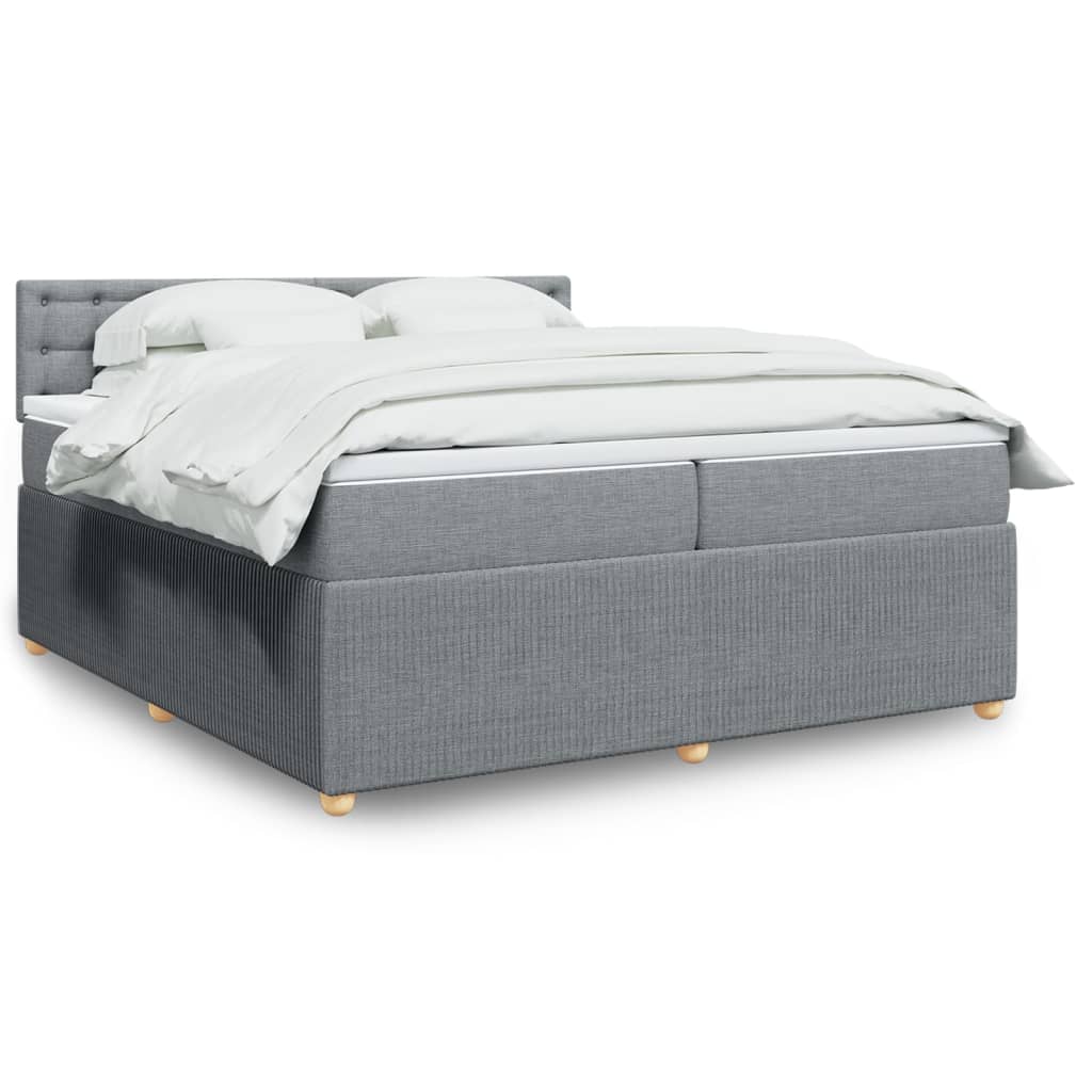 Boxspringbett mit Matratze Hellgrau 200×200 cm Stoff