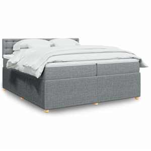 Box spring postel s matrací světle šedá 200 x 200 cm textil - obrázek 1