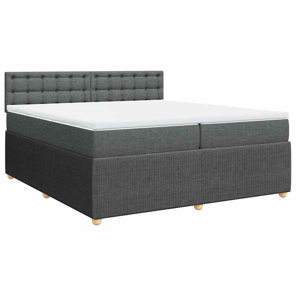 vidaXL Boxspring met matras stof donkergrijs 200x200 cm afbeelding