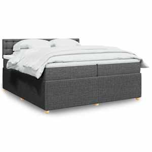 Box spring postel s matrací tmavě šedá 200x200 cm textil - obrázek 1