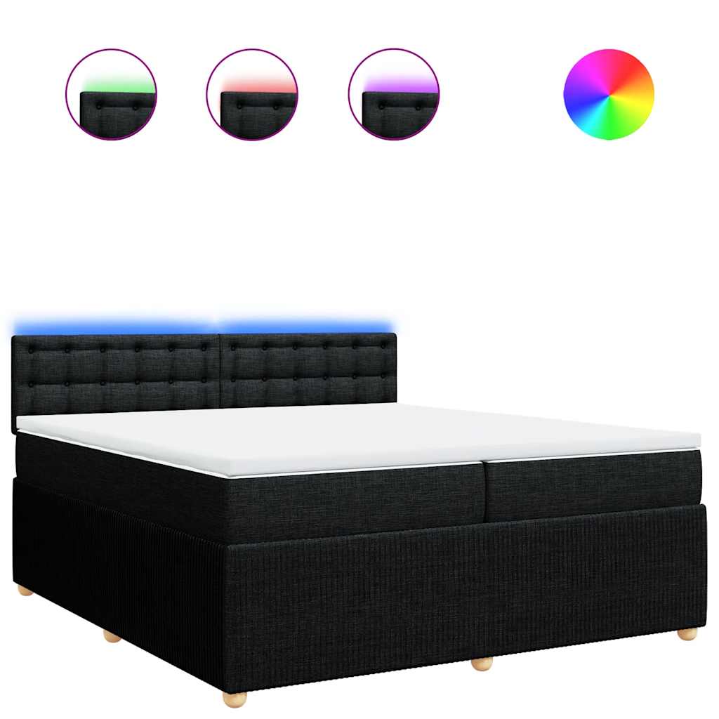 vidaXL Box spring postel s matrací černá 200x200 cm textil