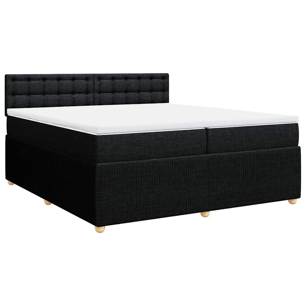 vidaXL Boxspring met matras stof zwart 200x200 cm afbeelding
