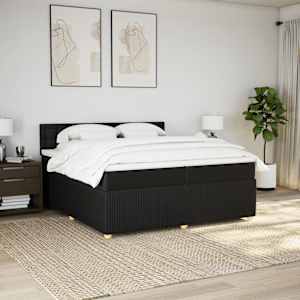 Box spring postel s matrací černá 200x200 cm textil - obrázek 4