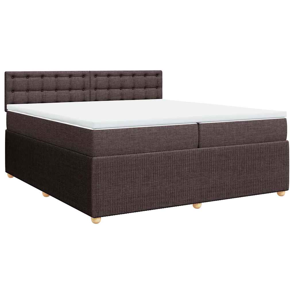 vidaXL Boxspring met matras stof donkerbruin 200x200 cm afbeelding