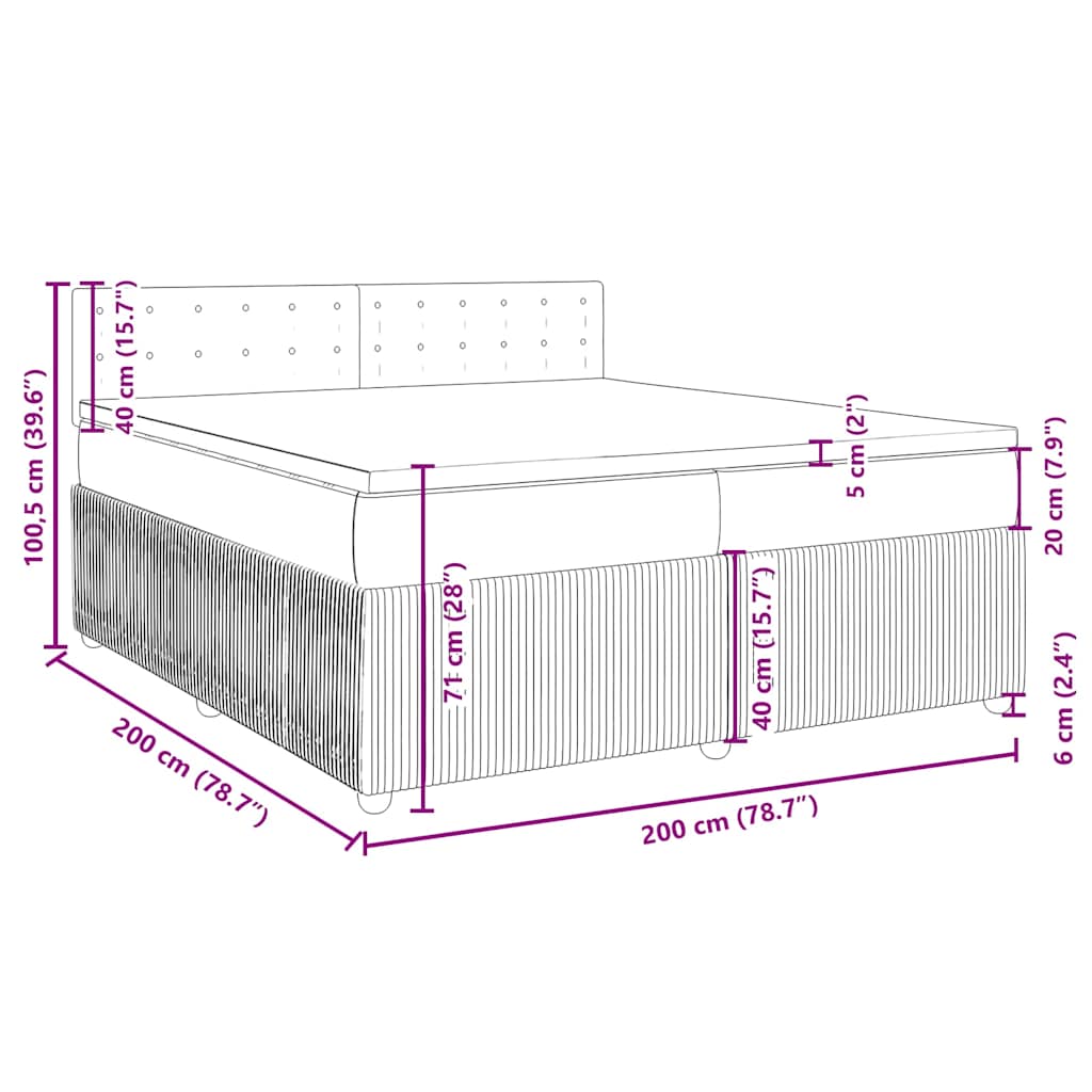 Box spring postel s matrací tmavě hnědá 200x200 cm textil - obrázek 18