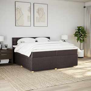 Box spring postel s matrací tmavě hnědá 200x200 cm textil - obrázek 4