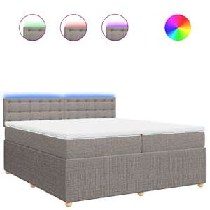 Box spring postel s matrací taupe 200x200 cm textil - obrázek 2