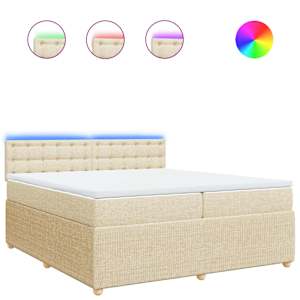Box spring postel s matrací krémová 200x200 cm textil - obrázek 2