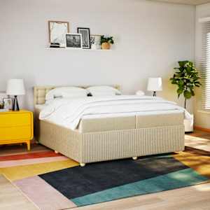 Box spring postel s matrací krémová 200x200 cm textil - obrázek 4
