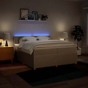 Box spring postel s matrací krémová 200x200 cm textil - obrázek 5