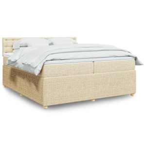 Box spring postelja z vzmetnico krem 200x200 cm blago