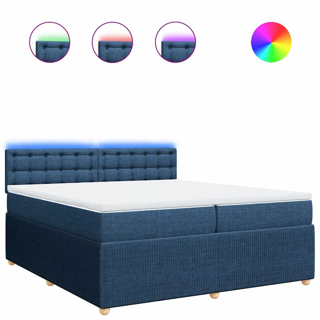 vidaXL Box spring postel s matrací modrá 200x200 cm textil