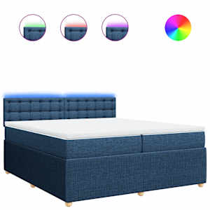 Box spring postel s matrací modrá 200x200 cm textil - obrázek 2