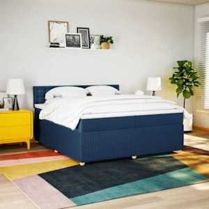 Box spring postel s matrací modrá 200x200 cm textil - obrázek 4