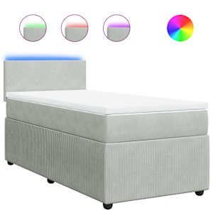 Box spring postel s matrací světle šedá 80 x 200 cm samet - obrázek 2