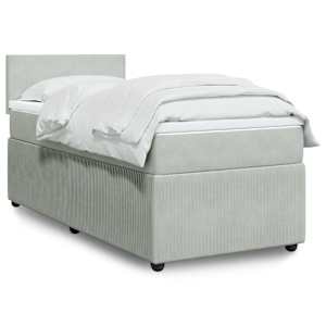 Box spring postelja z vzmetnico svetlo siva 80x200 cm žamet