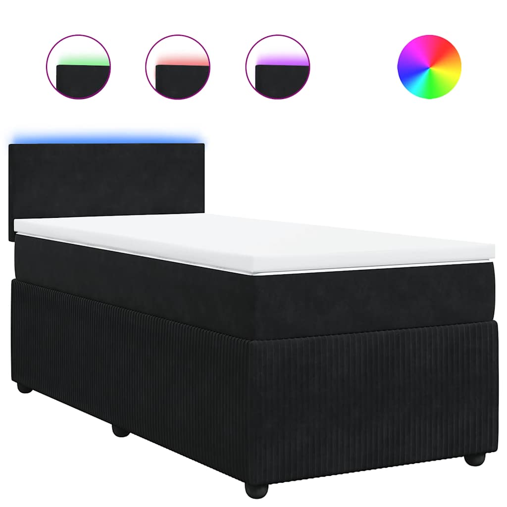 Thumbnail - vidaXL Boxspringbett mit Matratze Schwarz 80x200 cm Samt